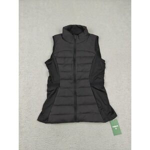 Halara Vest Womens Large Black Down Puffer Quilted Full Zip Stretch Athletic